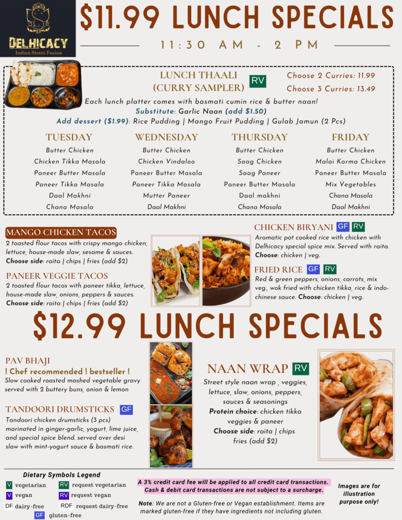 11.99 Lunch Specials