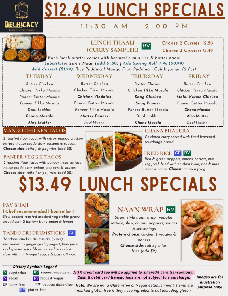 12.49 Lunch Specials